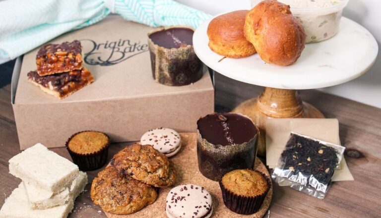 A close up of Origin Bakery's selection of gluten-free goodies
