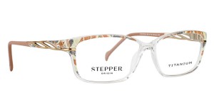 Photograph of Stepper SI 30221 glasses, with a marbling that includes hues of mocha mousse, against a white background.